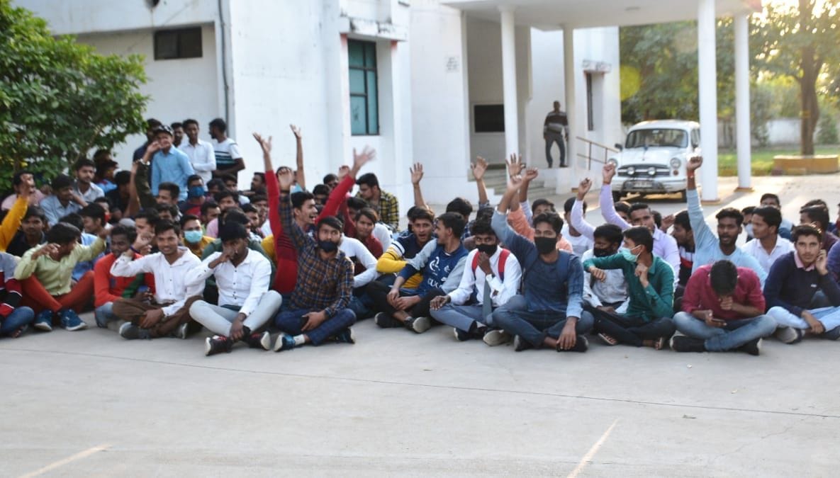 Students protested against offline examinations