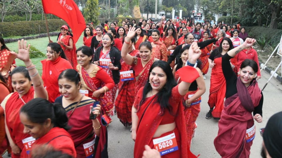Red Saree Race in Chandigarh on International Women's day