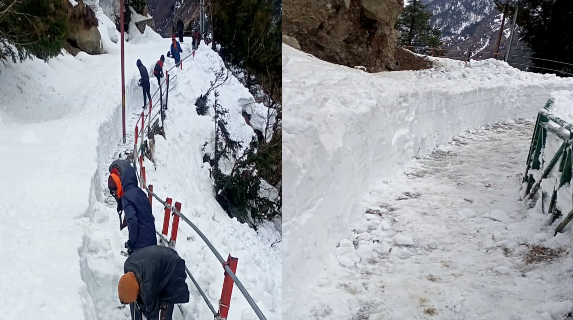 Chardham Yatra 2022: Snow removal work started from Gaurikund-Kedarnath walkway,15 to 20 feet high ice floes also spread, see photos