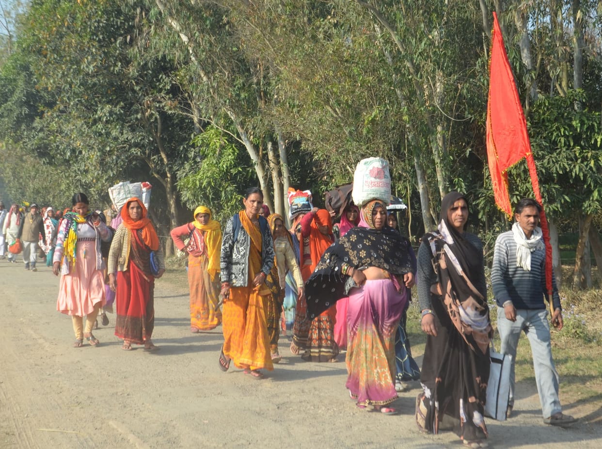 Devotees camped at the third stop