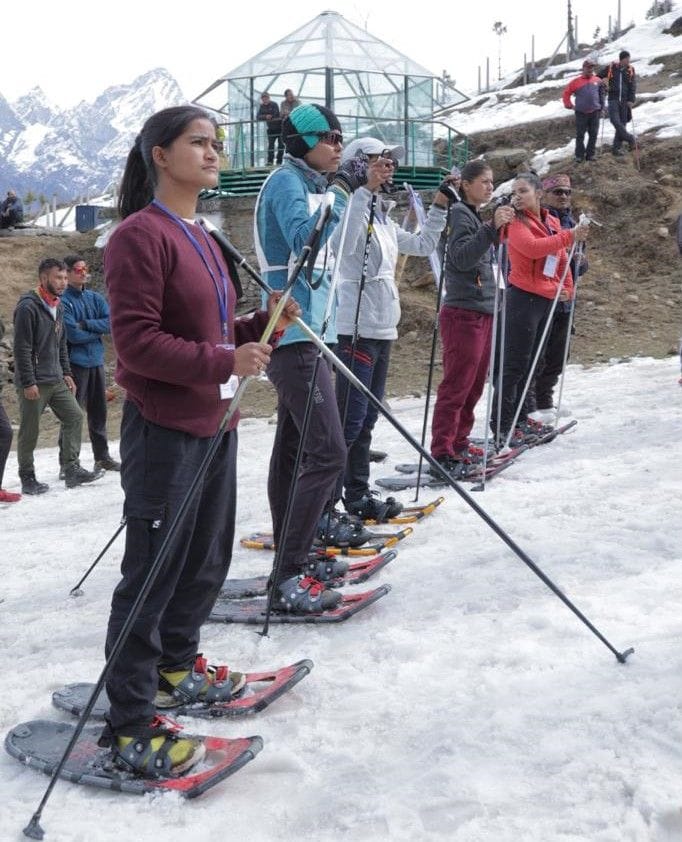 Balwant and Prince first in snowshoeing and Pritam and Priya first in sky running
