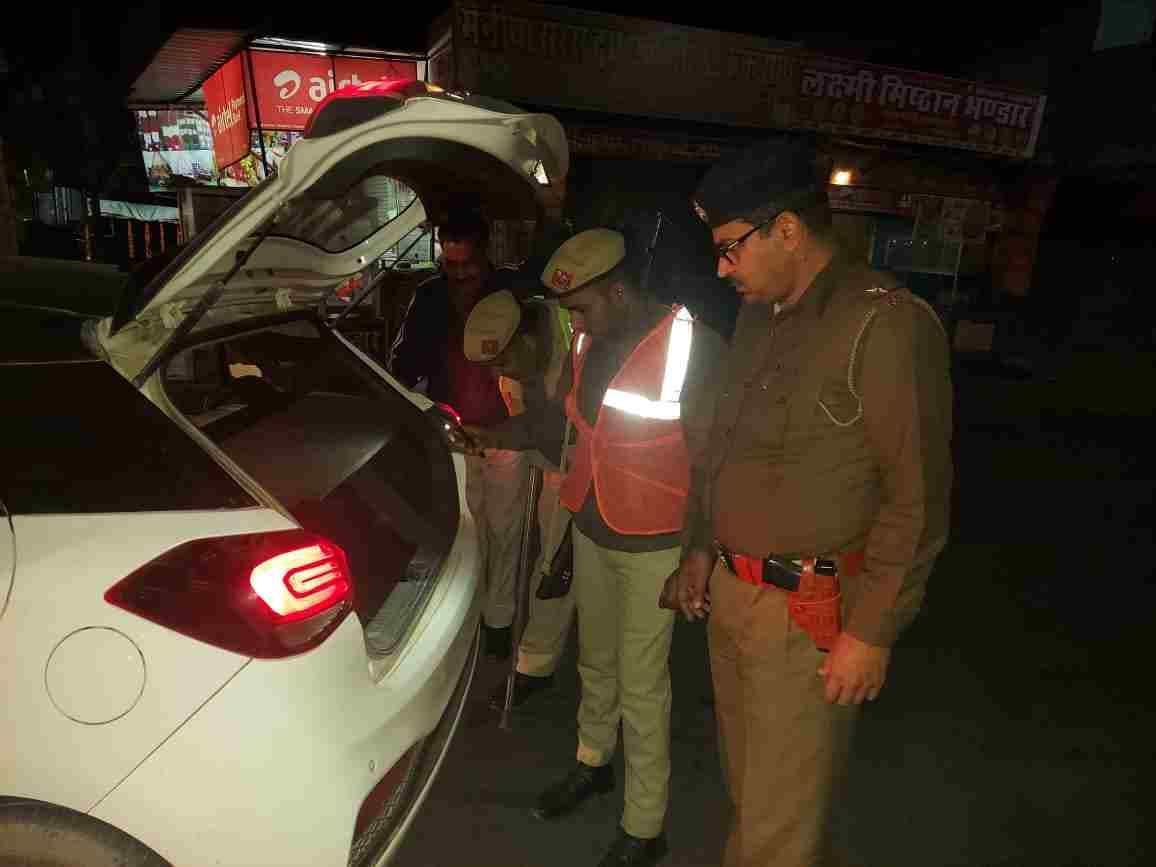 Police checked vehicles during night patrol