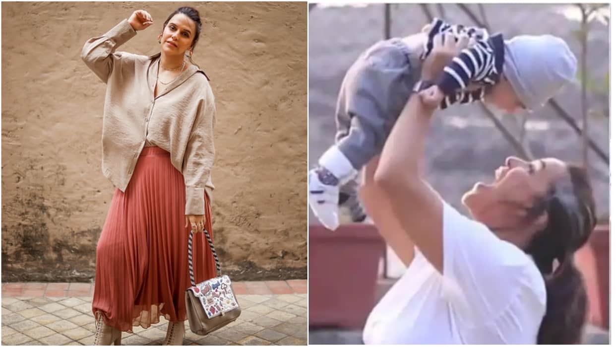 Neha Dhupia gets body shamed for her weight gain after pregnancy trolls when she is playing with her baby in Park