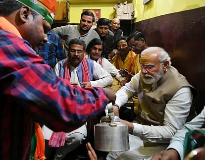 These pictures of the PM playing Damru in Kashi or having a cup of tea are special