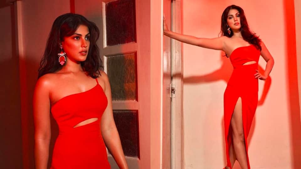 rhea chakraborty latest photoshoot in red dress