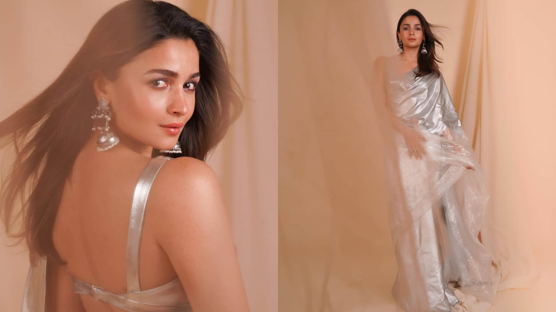 alia bhatt wear silver saree on ita award cermony trollers said plastic and aluminium foil