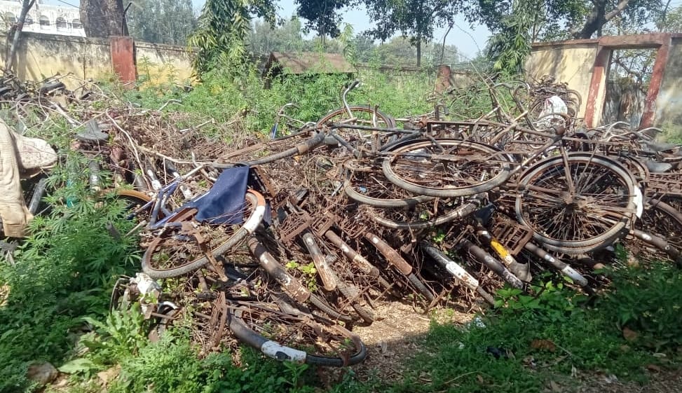 Workers' bicycles turned into junk
