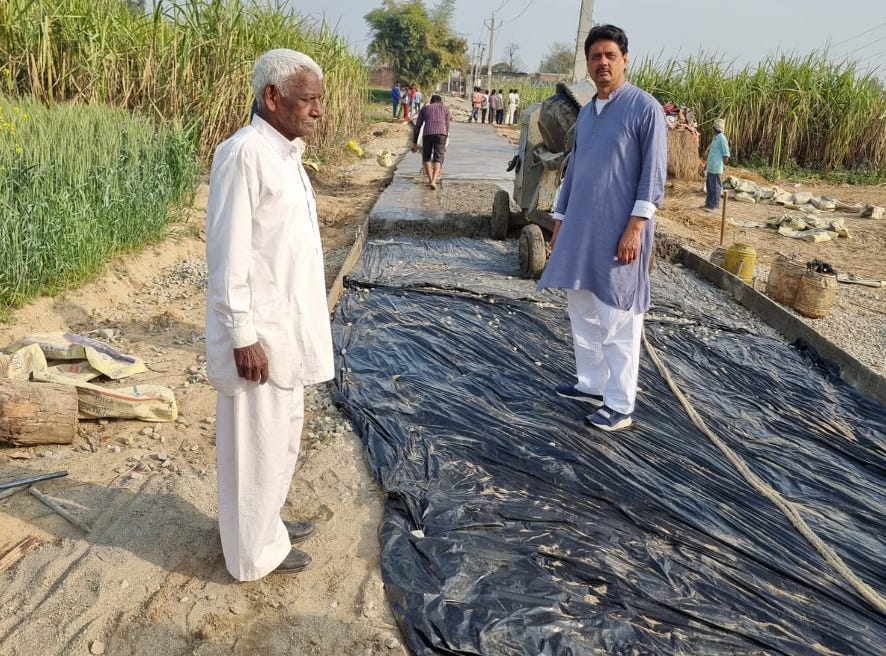 CC road construction done at a cost of ten lakh rupees