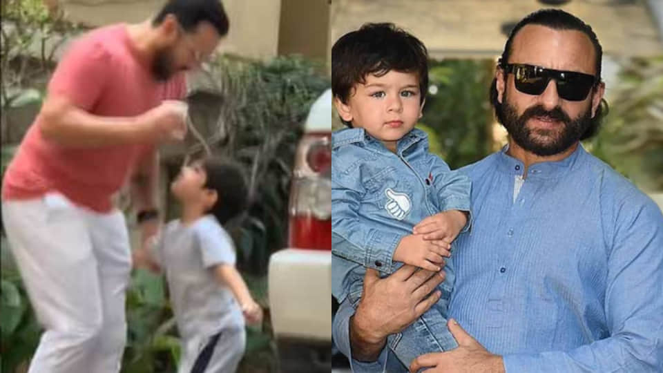 Kareena kapoor son Taimur raised his hand on Papa Saif Ali Khan after watching the video the users said teach manners