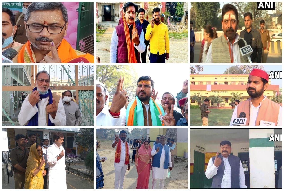 UP 7th Phase Election in purvanchal azamgarh varanasi bhadohi chandauli ghazipur jaunpur mau mirzapur sonbhadra leaders cast their votes