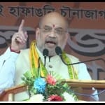 अगरतला में सभा को संबोधित करते अमित शाह
