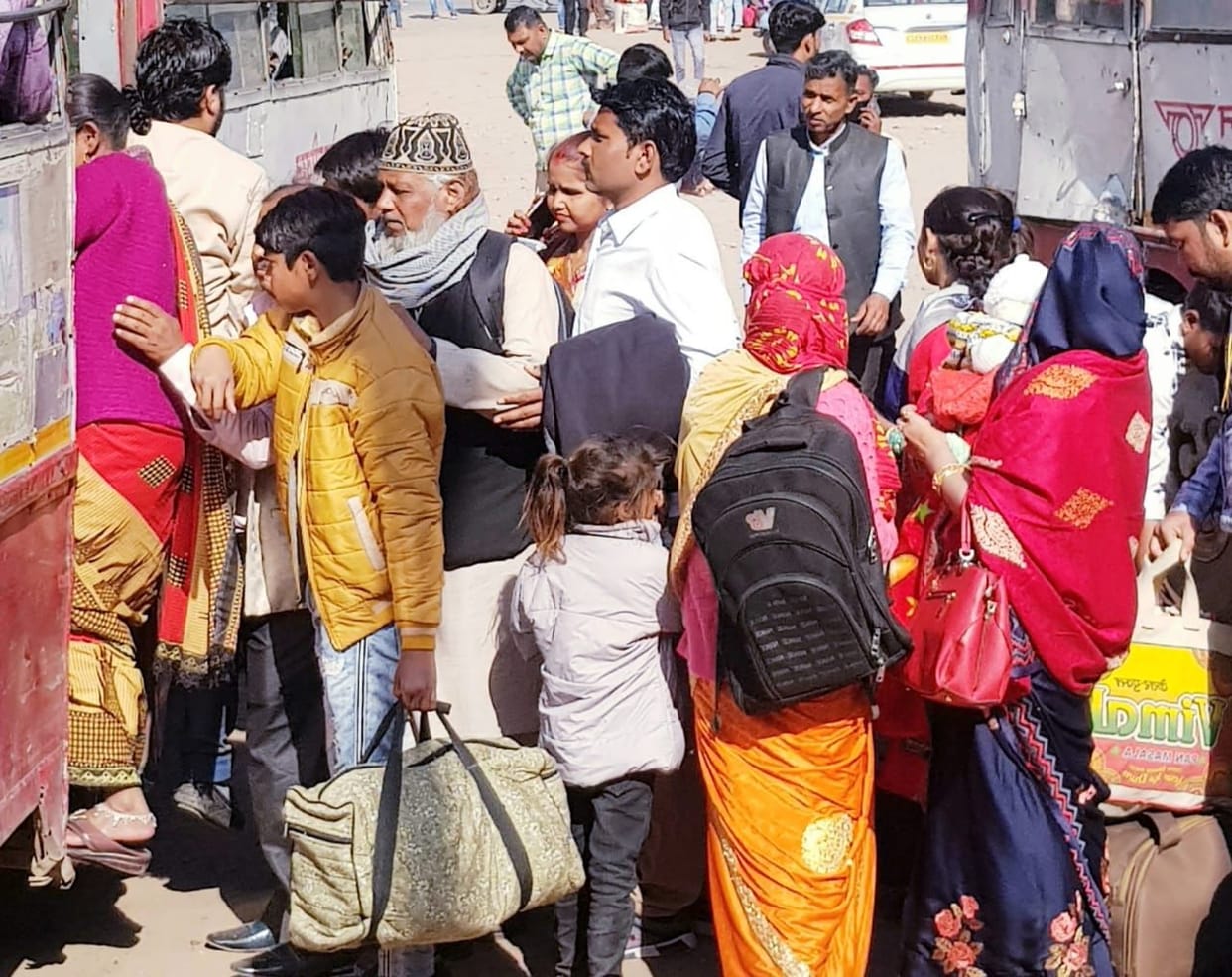 Festive crowd at bus stand, trouble due to lack of buses