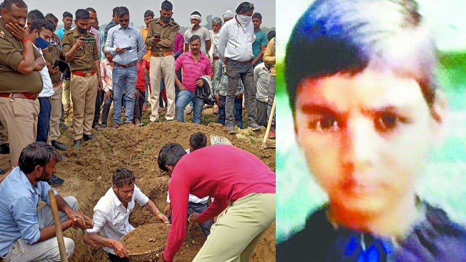 police got the child's buried body removed and sent for postmortem in mainpuri