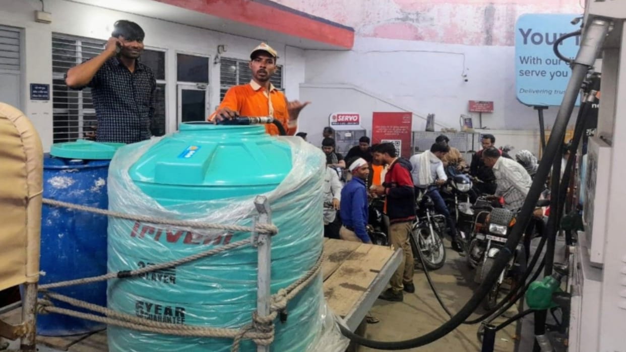 Farmers Came with water tanks to buy diesel elections are over,now price will increase