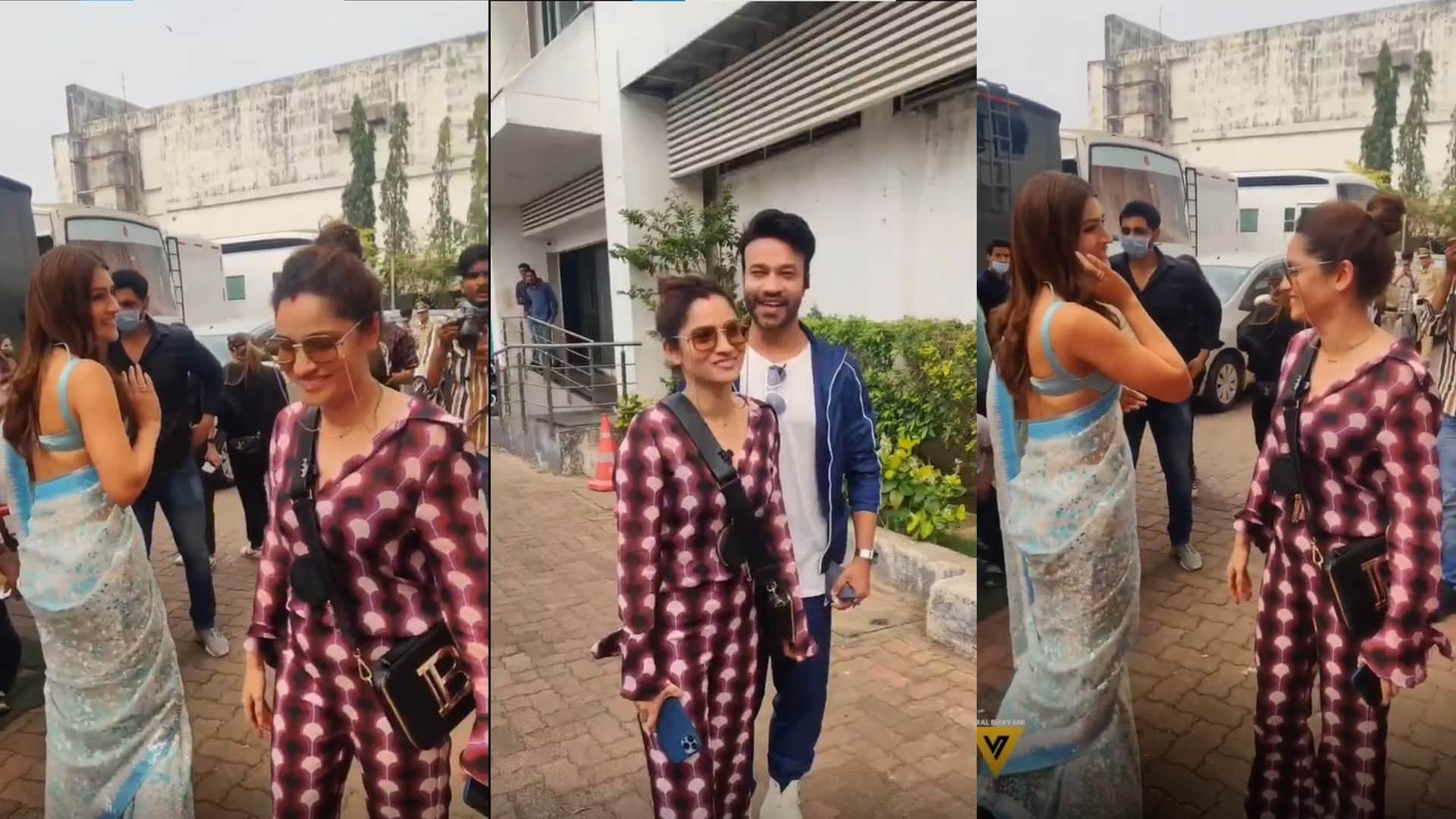 Kriti Sanon Ankita Lokhande hugged each other in Mumbai Film City but users trolled Ankita