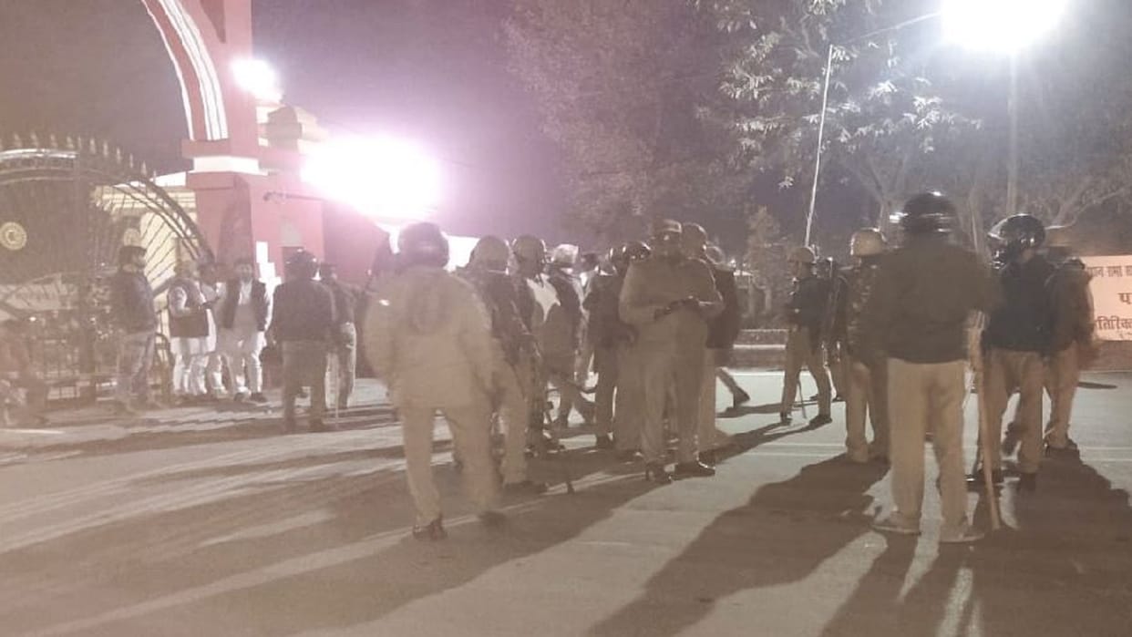 The youths gathered to guard the EVM machines created a ruckus, the police chased them away