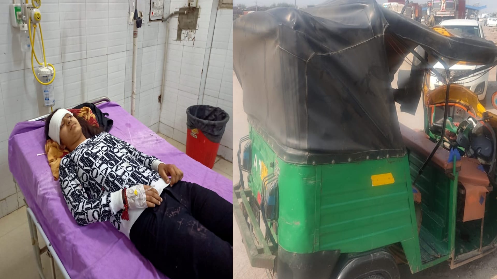 Faridabad canter hits auto one woman died three other seriously injured