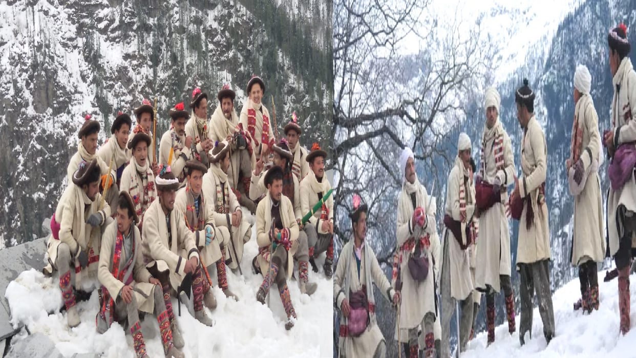 Phag Mela begins: Throwing snow balls on the temple in Janglikh greets the devta