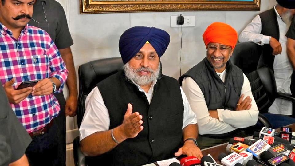 Akali Dal Chief Sukhbir Badal along with Wife MP Harsimrat Kaur Badal visits Golden Temple in Amritsar