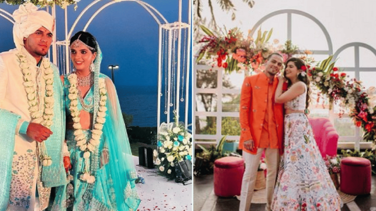 Indian cricketer Rahul chahar married with girlfriend ishani johar in goa