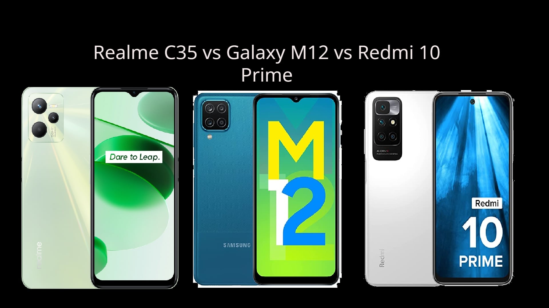 Realme C35 vs Samsung Galaxy M12 vs Redmi 10 Prime price specifications camera comparison