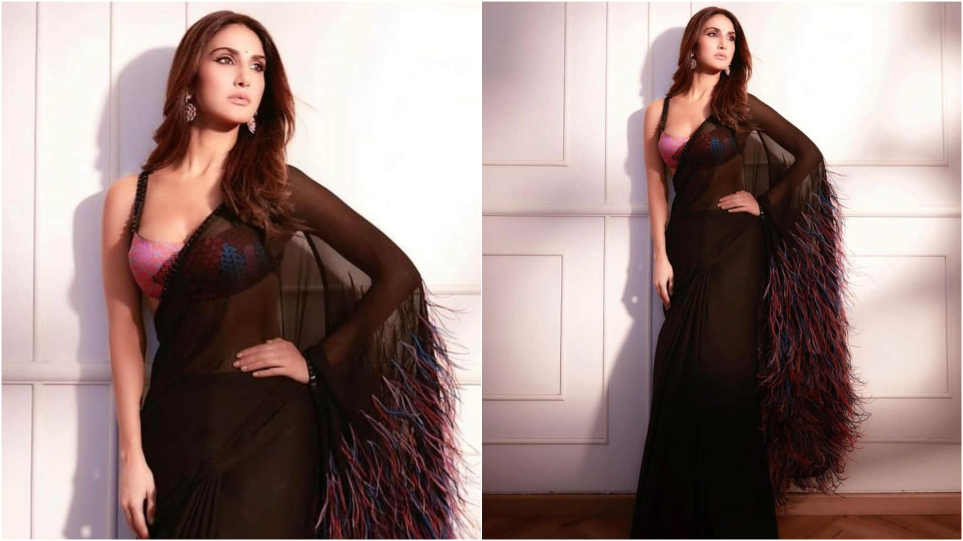 bollywood acress rock in black saree look classy you should also try