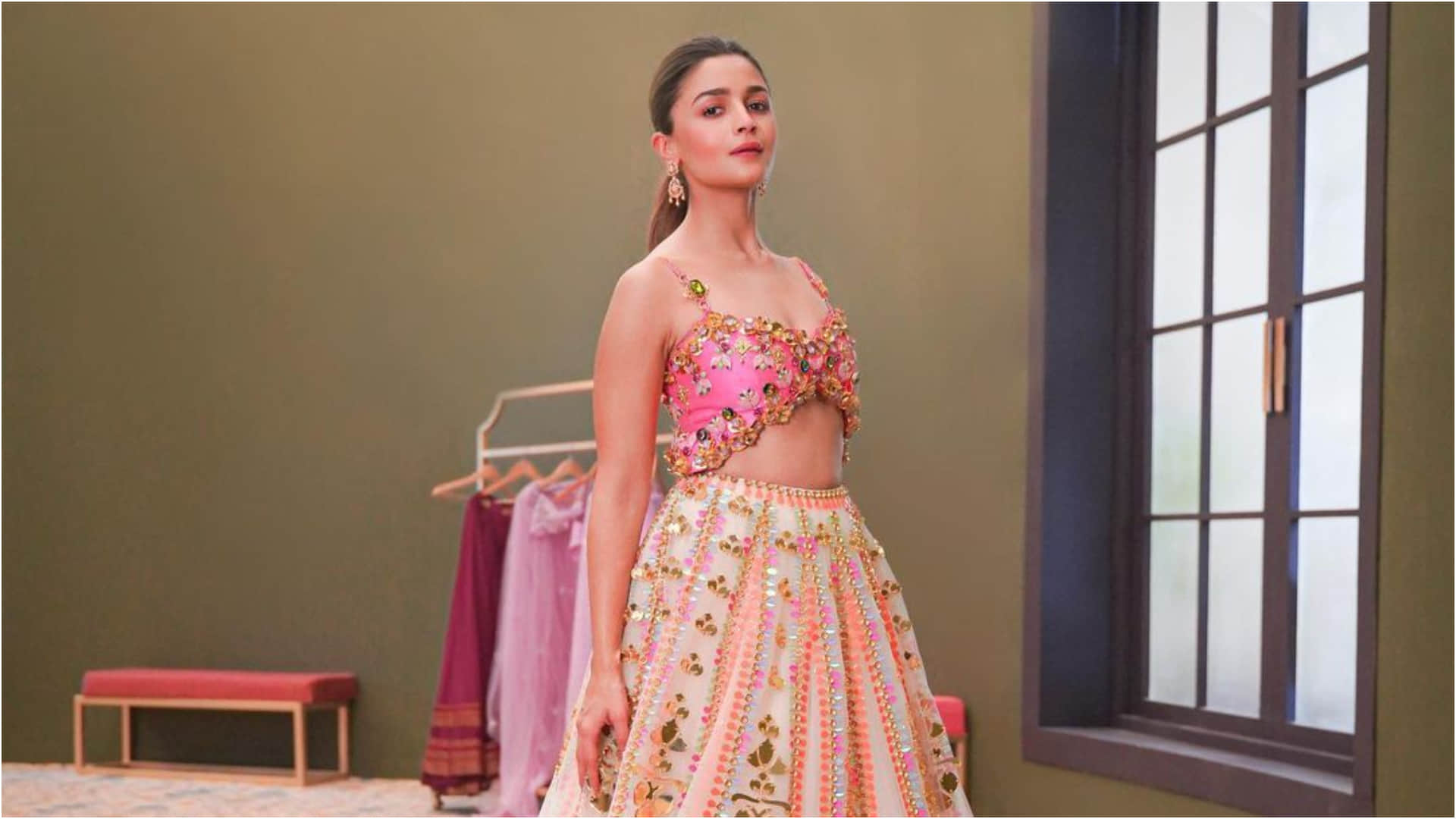 alia bhatt looks like a princess in ivory peach lehenga in recent photoshoot