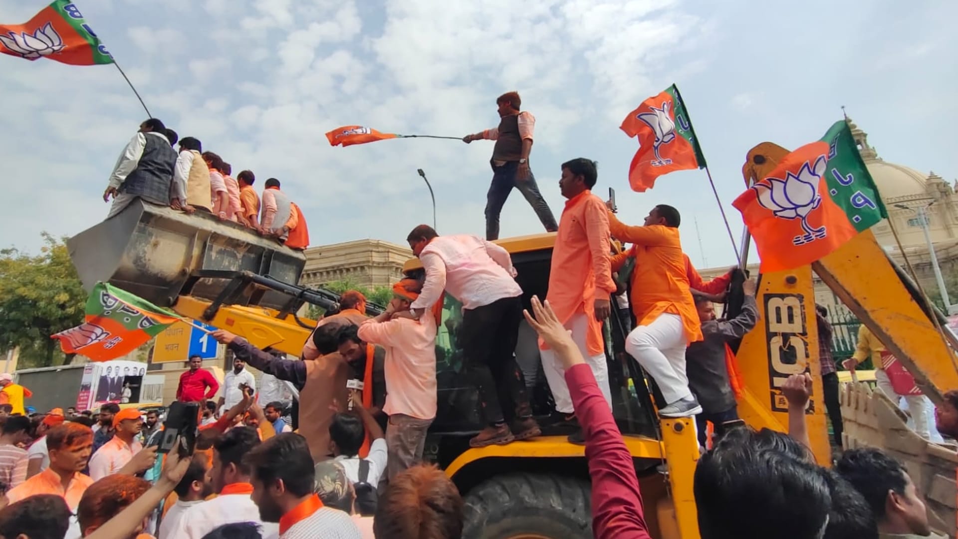 UP Election Result 2022: BJP workers celebrate victory in Uttar Pradesh.