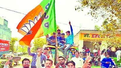 जीत का जश्न मनाते भाजपा समर्थक