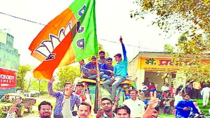 जीत का जश्न मनाते भाजपा समर्थक