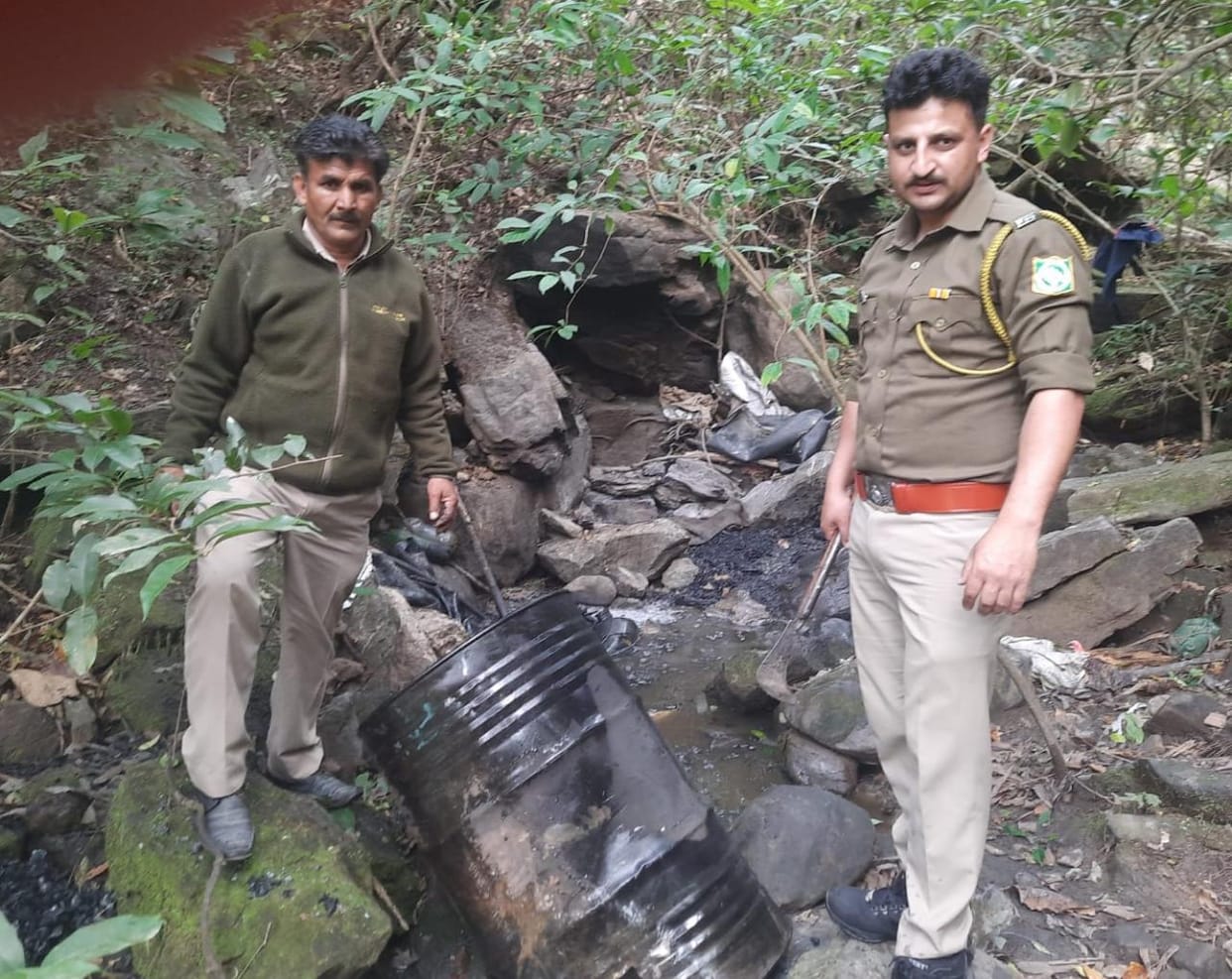 forest team destroyed illegale wine factory in majra  forest area
