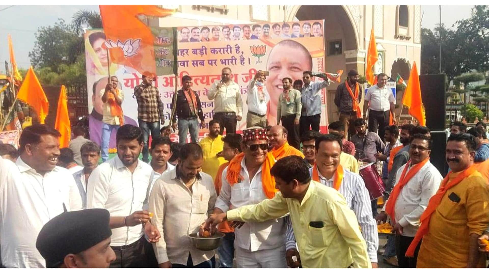 Madhya Pradesh: Celebration of BJP's victory in Malwa, BJP sitting on bulldozer in Indore, fireworks in Ujjain-Dewas
