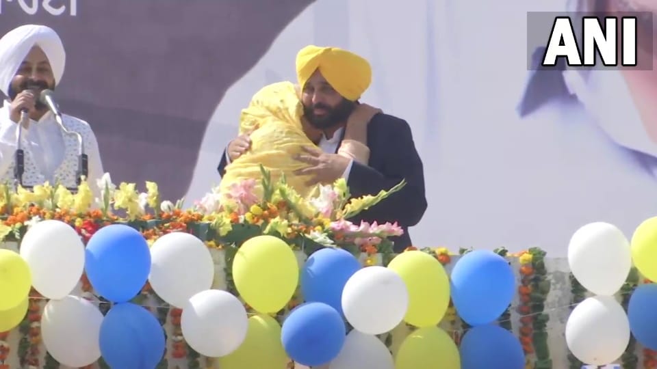 Aap Cm face Bhagwant Mann greets party workers after win in Punjab Assembly Election