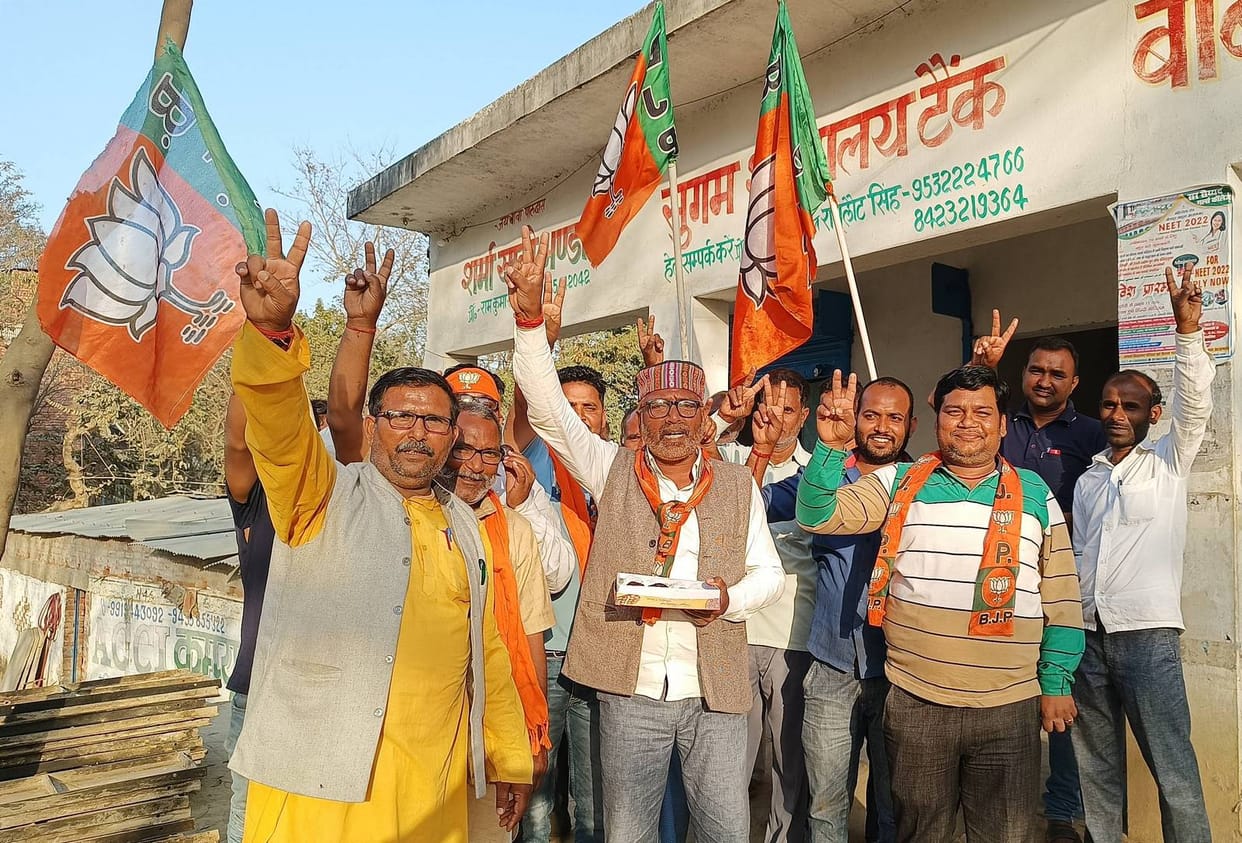 Sweets distributed after formation of BJP government in four states
