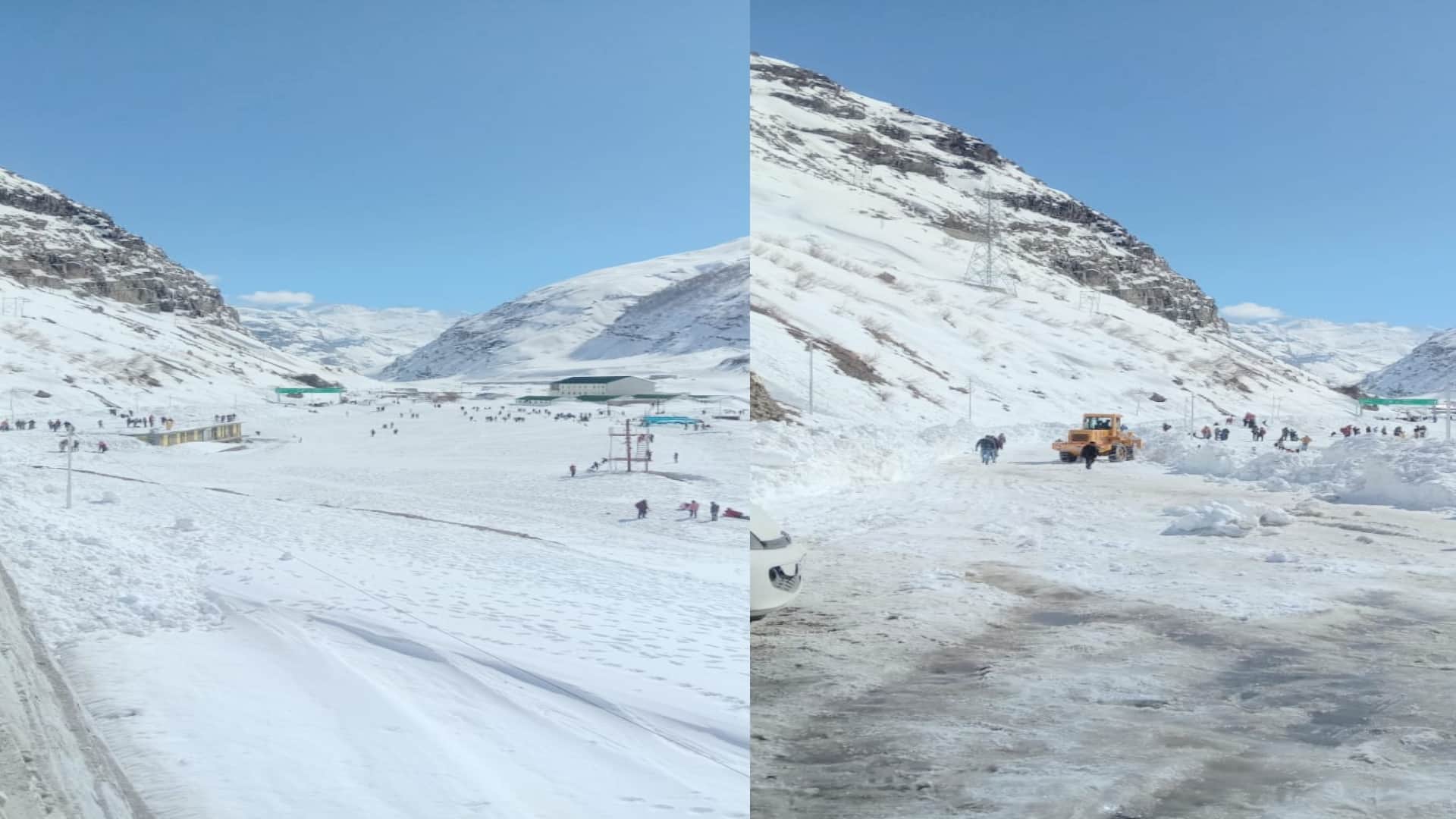 After two and a half months, tourists flux at the North Portal and Sisu of Atal Tunnel himachal, beautiful snow-covered plains, see photos
