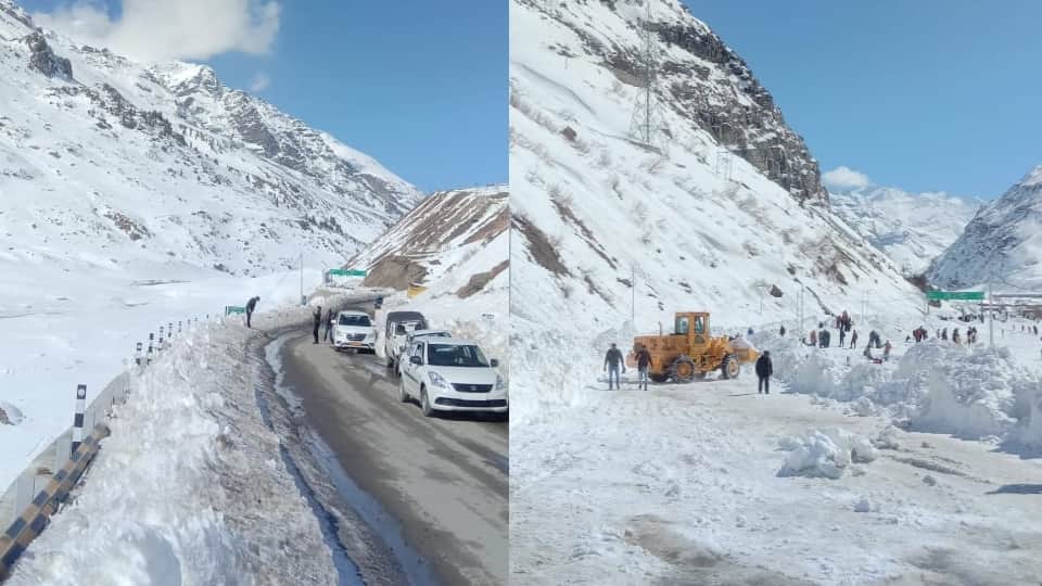 After two and a half months, tourists flux at the North Portal and Sisu of Atal Tunnel himachal, beautiful snow-covered plains, see photos