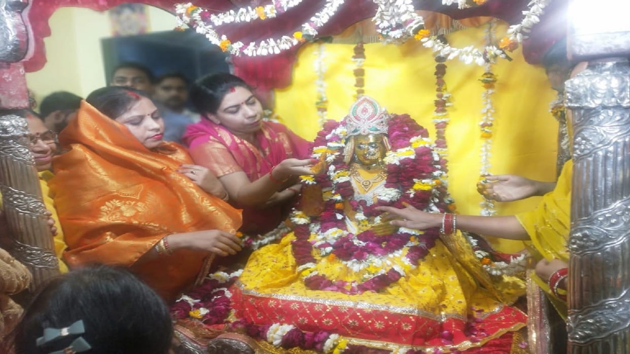 Haldi installed at Mahant's residence  resonating Mangal song