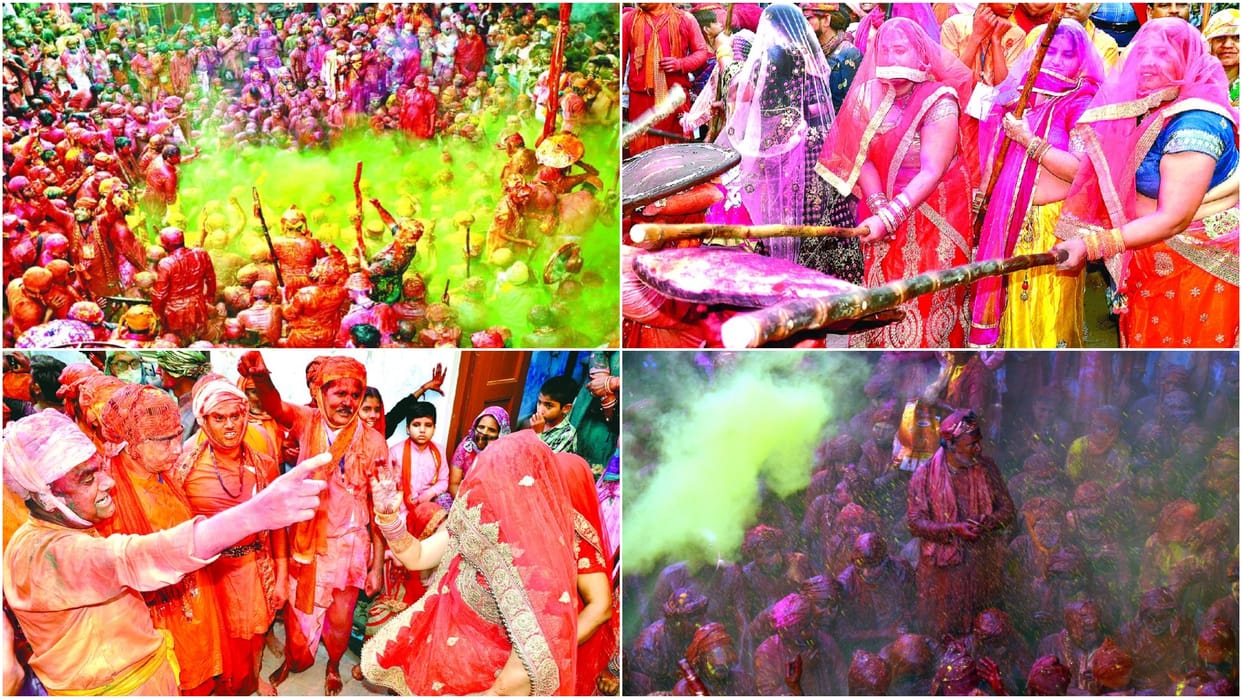 barsana nandgaon lathmar holi celebration in mathura