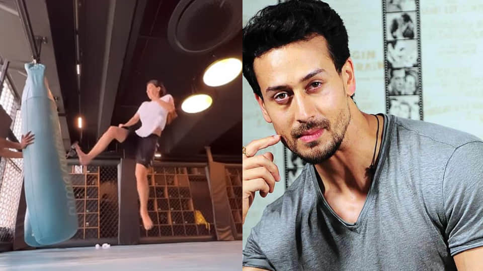 disha patani triple tick on punching bag tiger shroff react on her student video