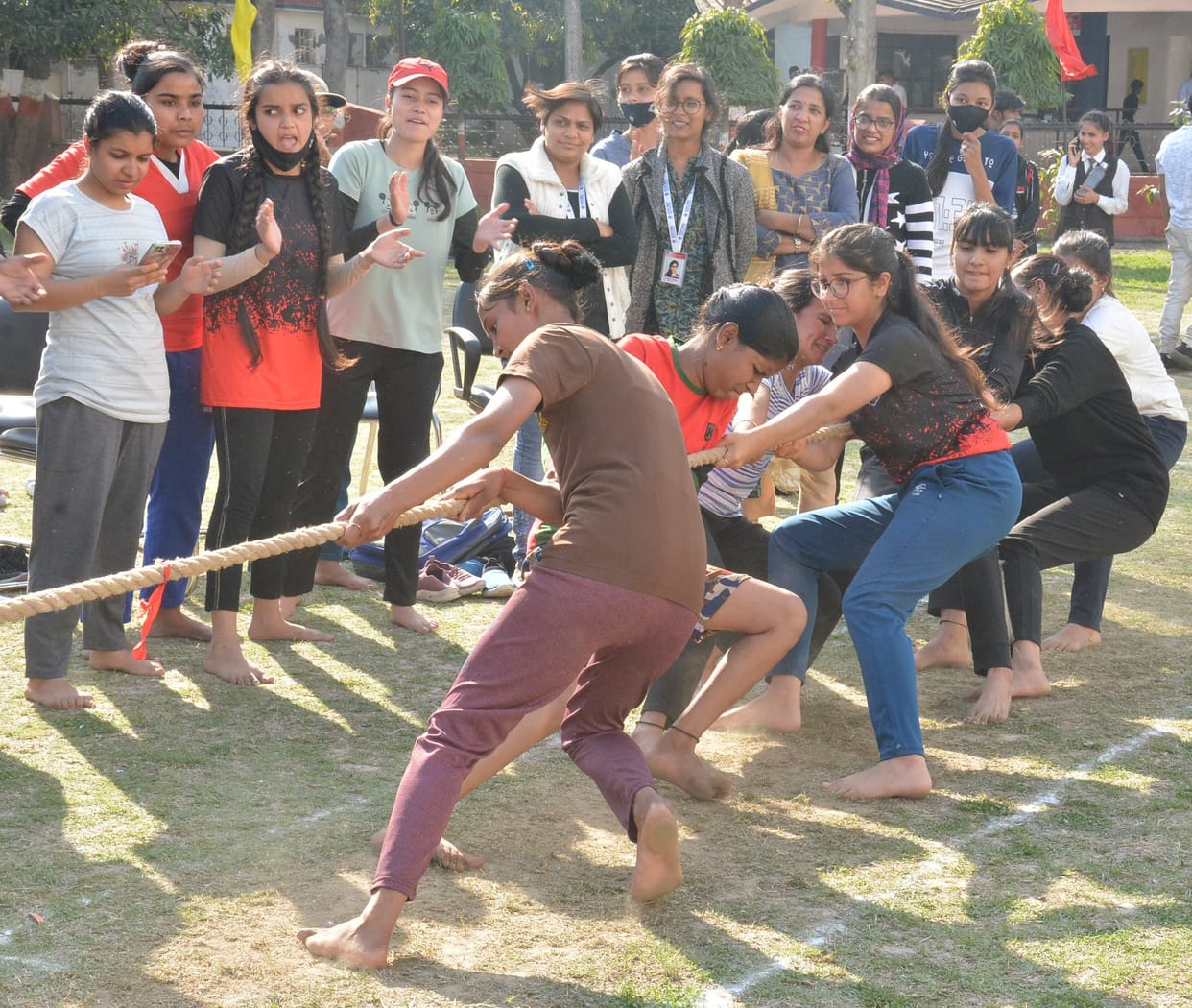 Tough competition in kho-kho and volleyball