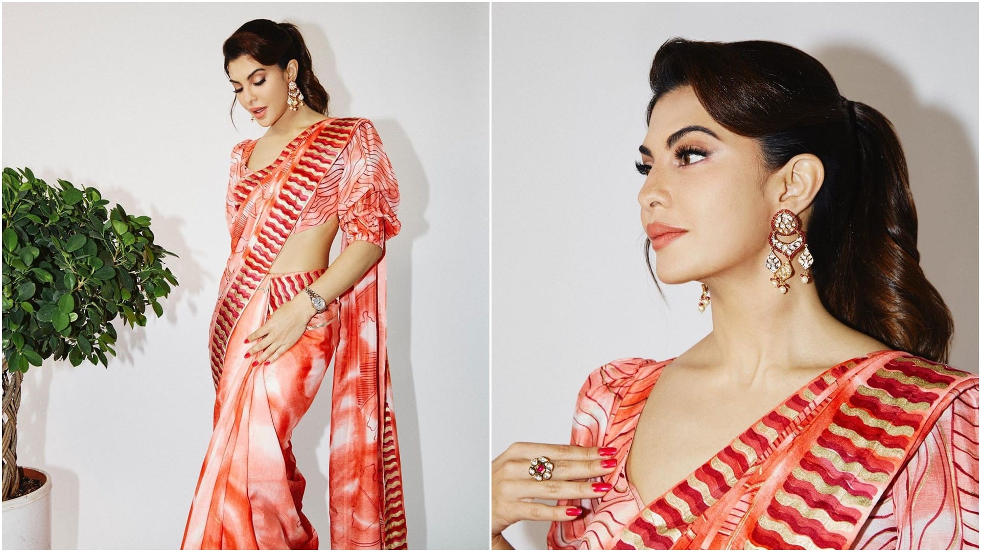 Jacqueline Fernandez was seen flaunting figure wearing a sari fans love the actress traditional style