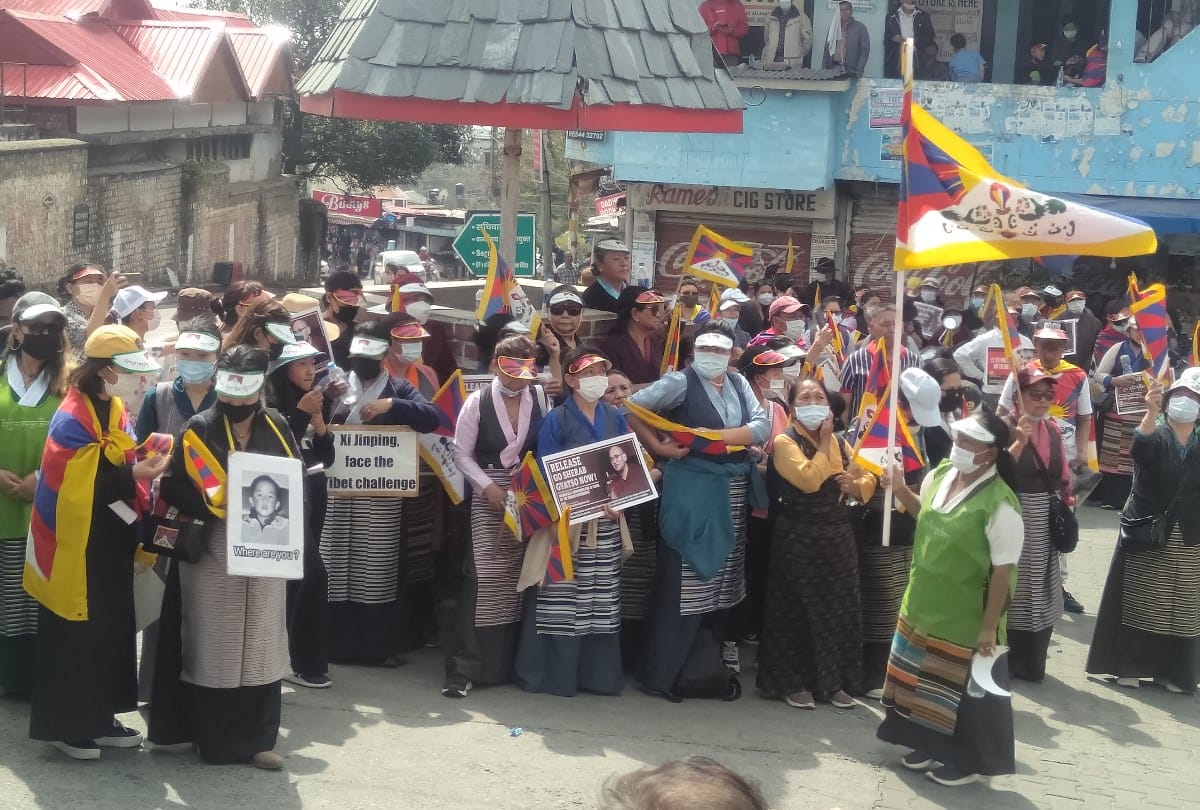Tibetans protest against China in in Mcleodganj Himachal Pradesh