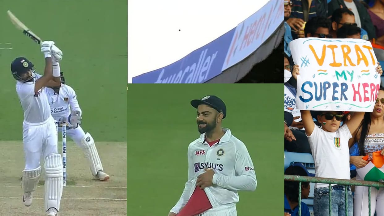 IND VS SL 2nd Test day 1 photos From Shreyas Iyer six to Virat Kohli fan Following and Bowlers delight