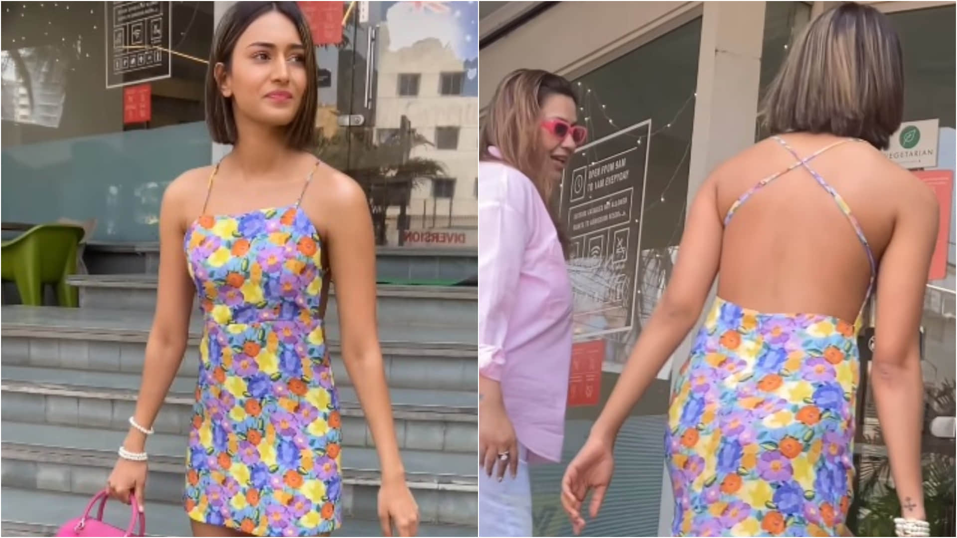 erica fernandes steps out in bold look wearing backless short dress with short hair