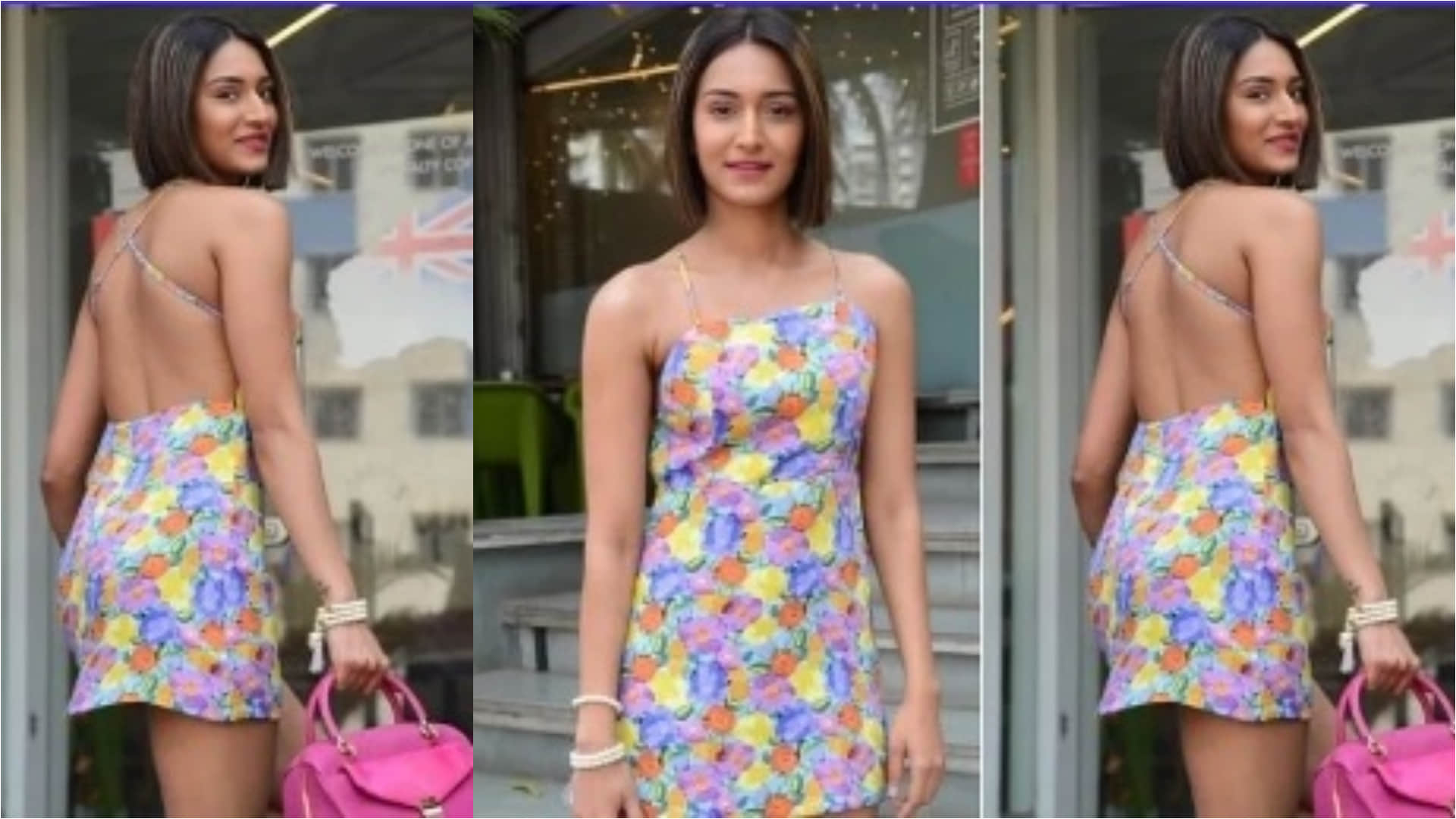 erica fernandes steps out in bold look wearing backless short dress with short hair