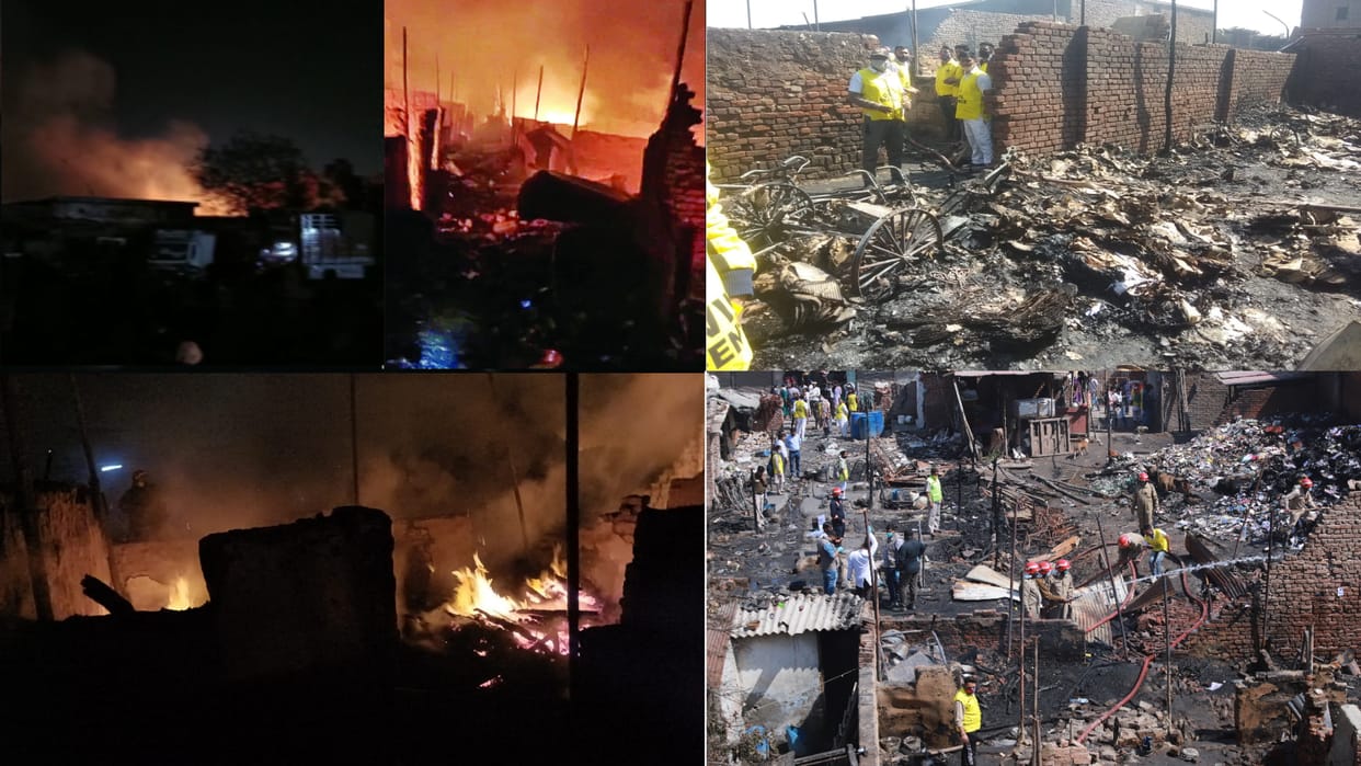Fire In Delhi Gopalpur Small LPG cylinders started bursting when the flames rose see heart breaking photos