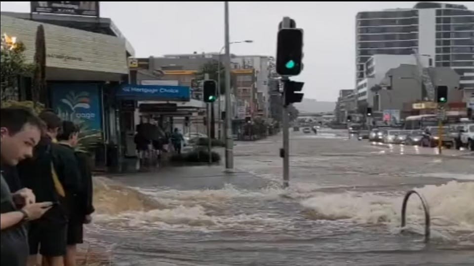 Heavy rain caused flood like situation on the streets of Sydney in Australia