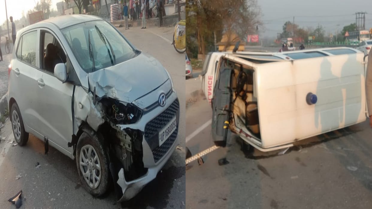 Haridwar: Ambulance and car collide, patient dies, three including driver injured in Uttarakhand