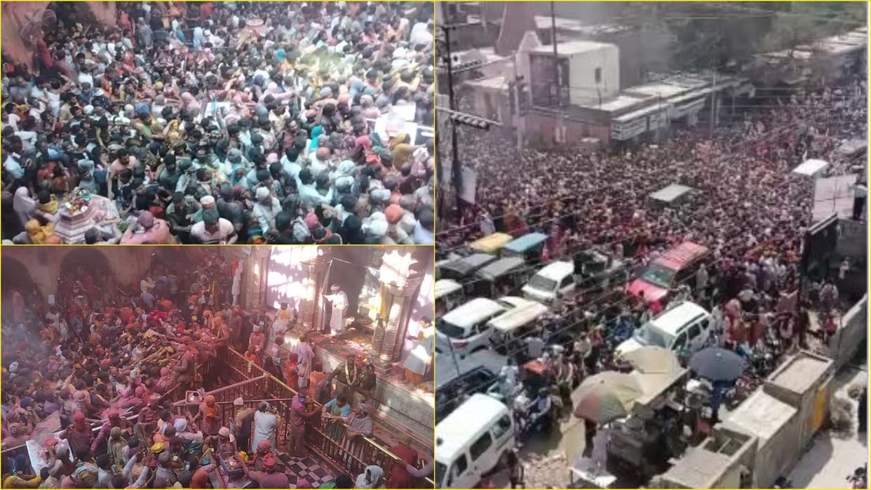 Mathura Holi 2022 Lakhs of devotees gathered in Vrindavan on Rangbharni Ekadashi