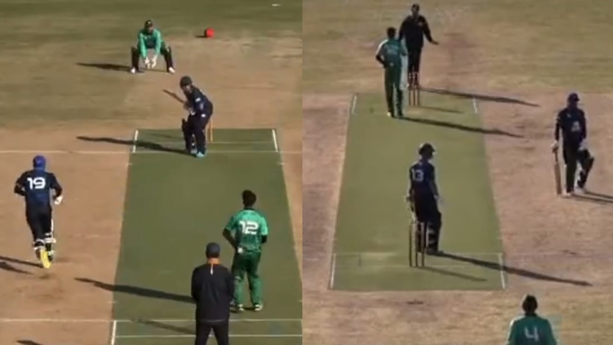 non stiker batsman runs before ball being bowled in European cricket match